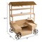 Vintiquewise Versatile Multi-Tier Shelves Wooden Rolling Cart - Perfect for Festival, Event Stand, Food Tasting Table, Garden Floral Display Rack, & Home Decor with Straw Roof and 2 Black Wheels